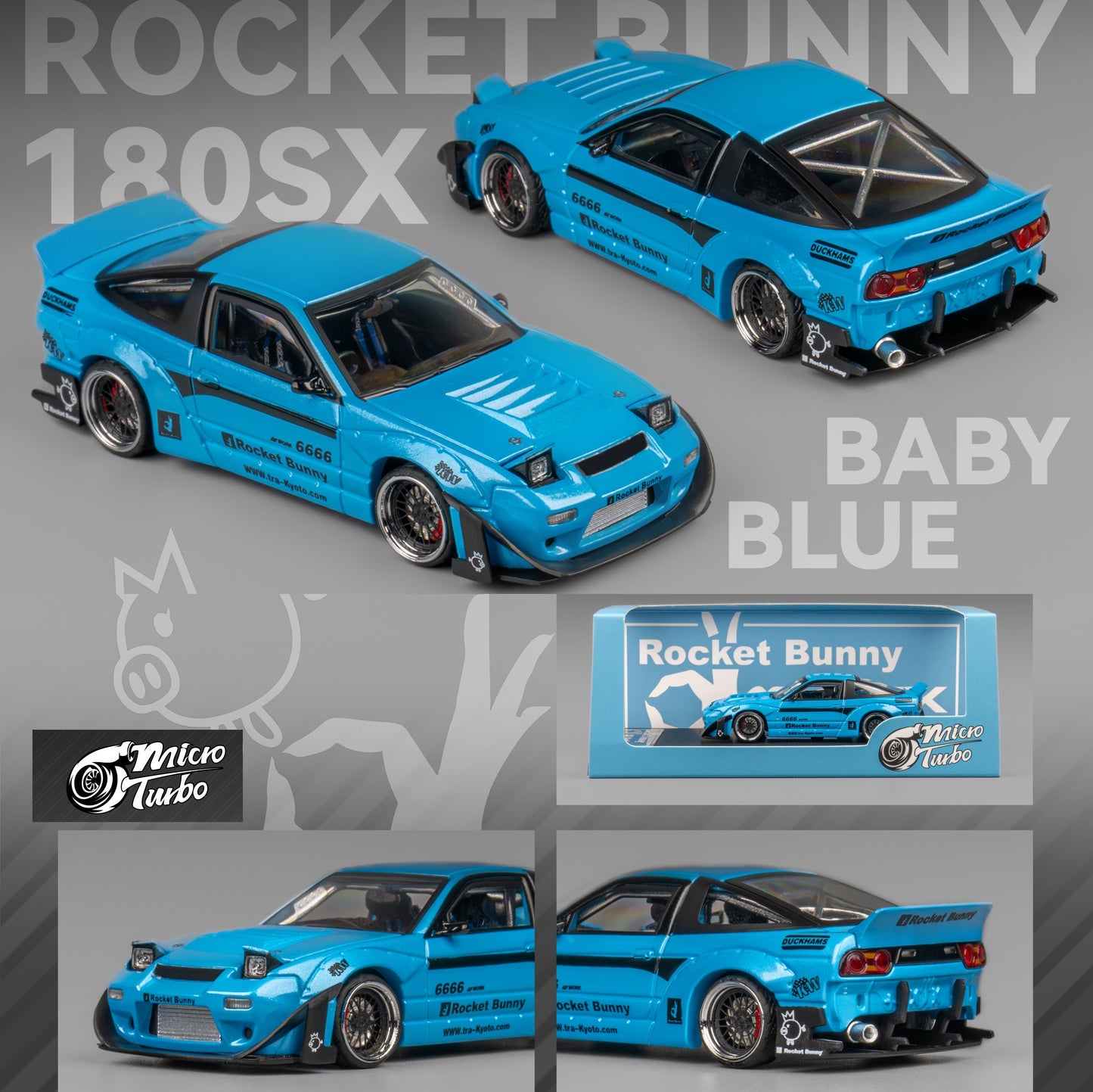 Micro Turbo 1/64 Custom 180SX RB - Metallic Blue