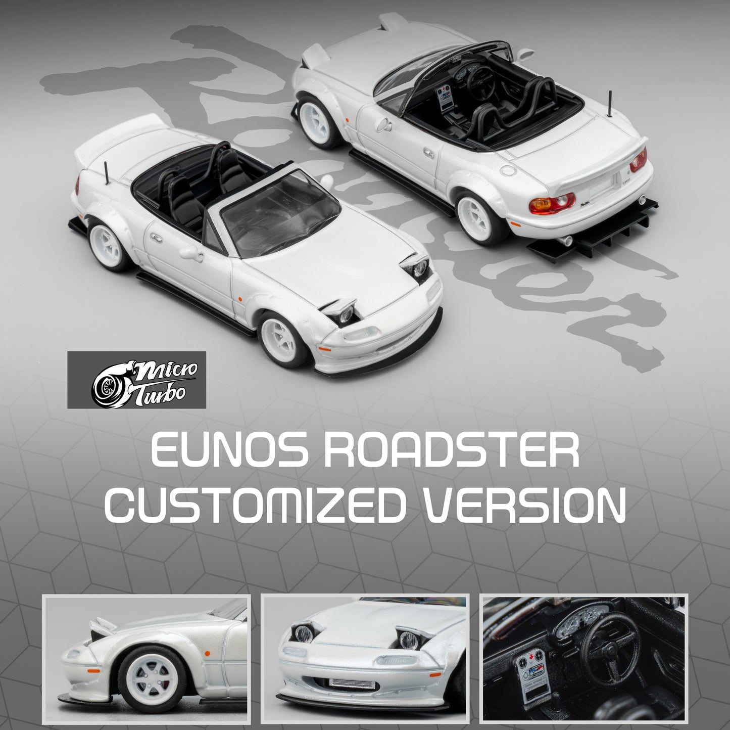 Micro Turbo 1/64 Custom MX5 Rocket Bunny - Metallic White MT6403C4