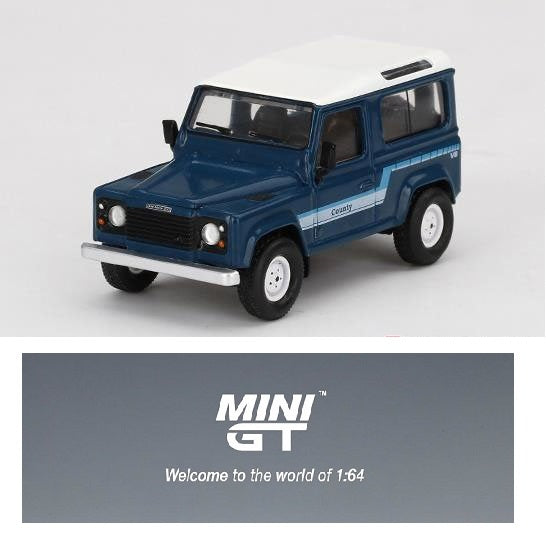 MINI GT 1/64 Land Rover Defender 90 County Wagon Stratos Blue RHD MGT00353-R