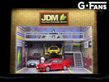 G-FANS 1/64 Diorama with LED Light JDM Double Storey Garage 710018