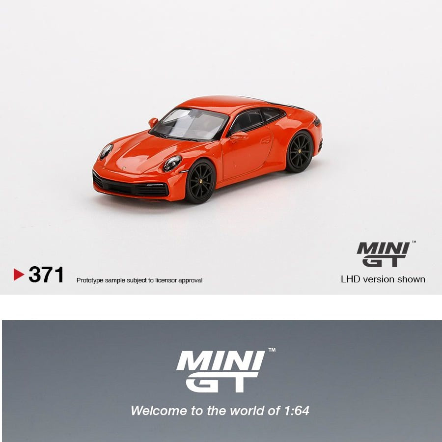 MINI GT 1/64 Porsche 911 (992) Carrera 4S Lava Orange RHD