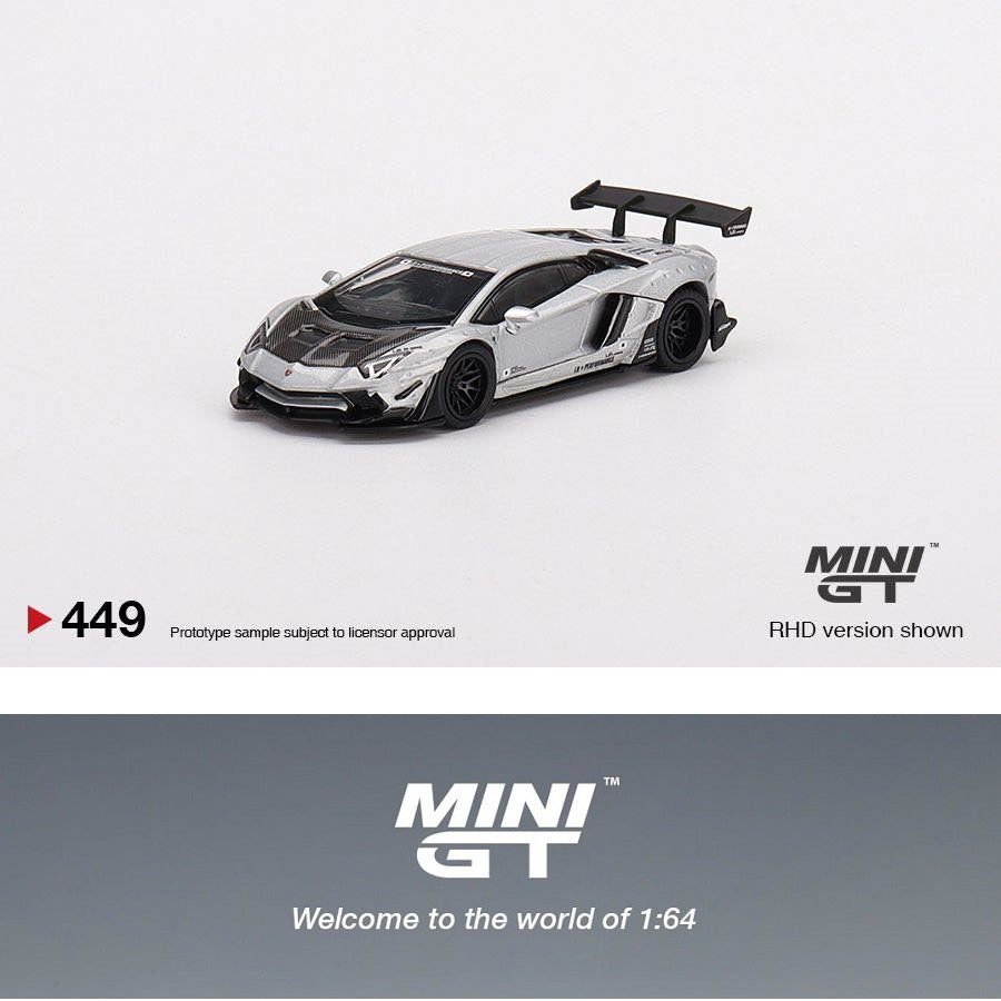 MINI GT 1/64 LB WORKS Lamborghini Aventador Limited Edition Matt Silver LHD  MGT00449-L