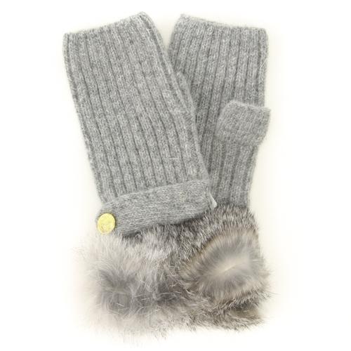 ELLE fur fingerless knit gloves - Grey