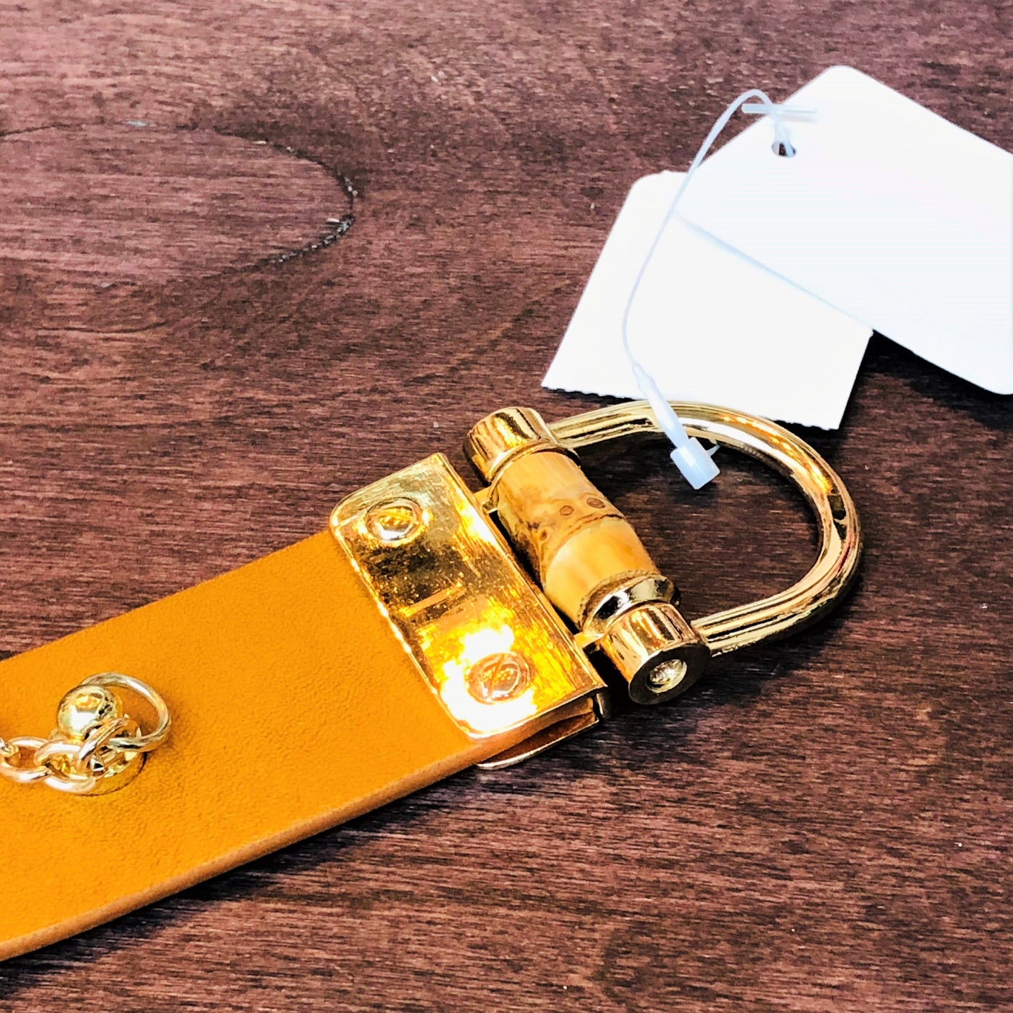 Glove Holder with Bamboo Orange Brown