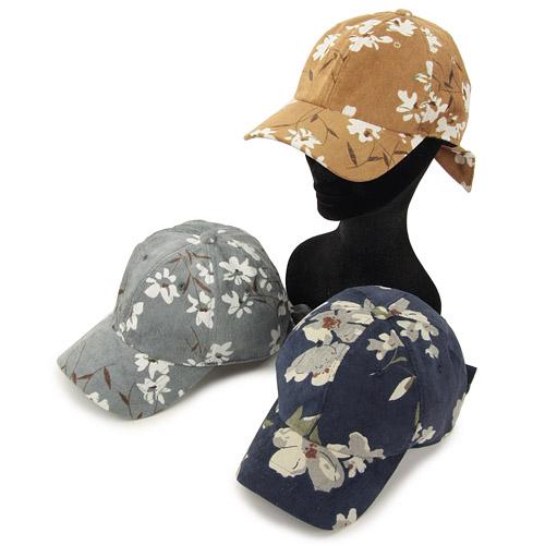 Corduroy Flower Pattern Cap - Grey