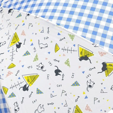 a.s.s.a Folding Umbrella with storage bag - Blue Cat & Fish