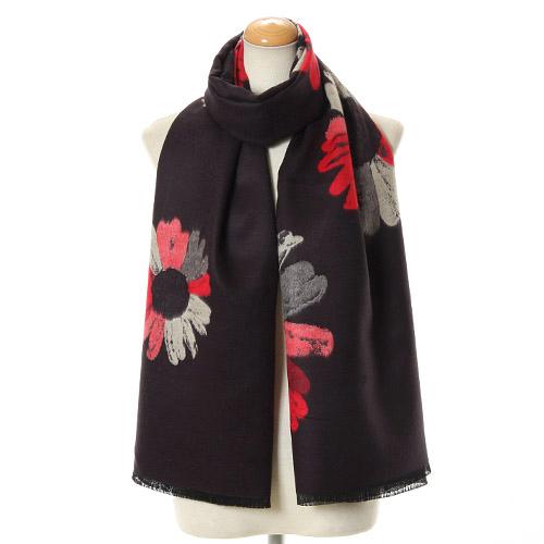 Daisy Pattern Scarf - Black