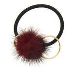Fur Ball Elastic Hair Ties - Wine 