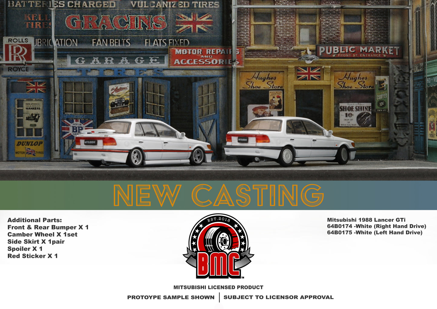 BM CREATIONS JUNIOR 1/64 Mitsubishi 1988 Lancer GTi White LHD 64B0175