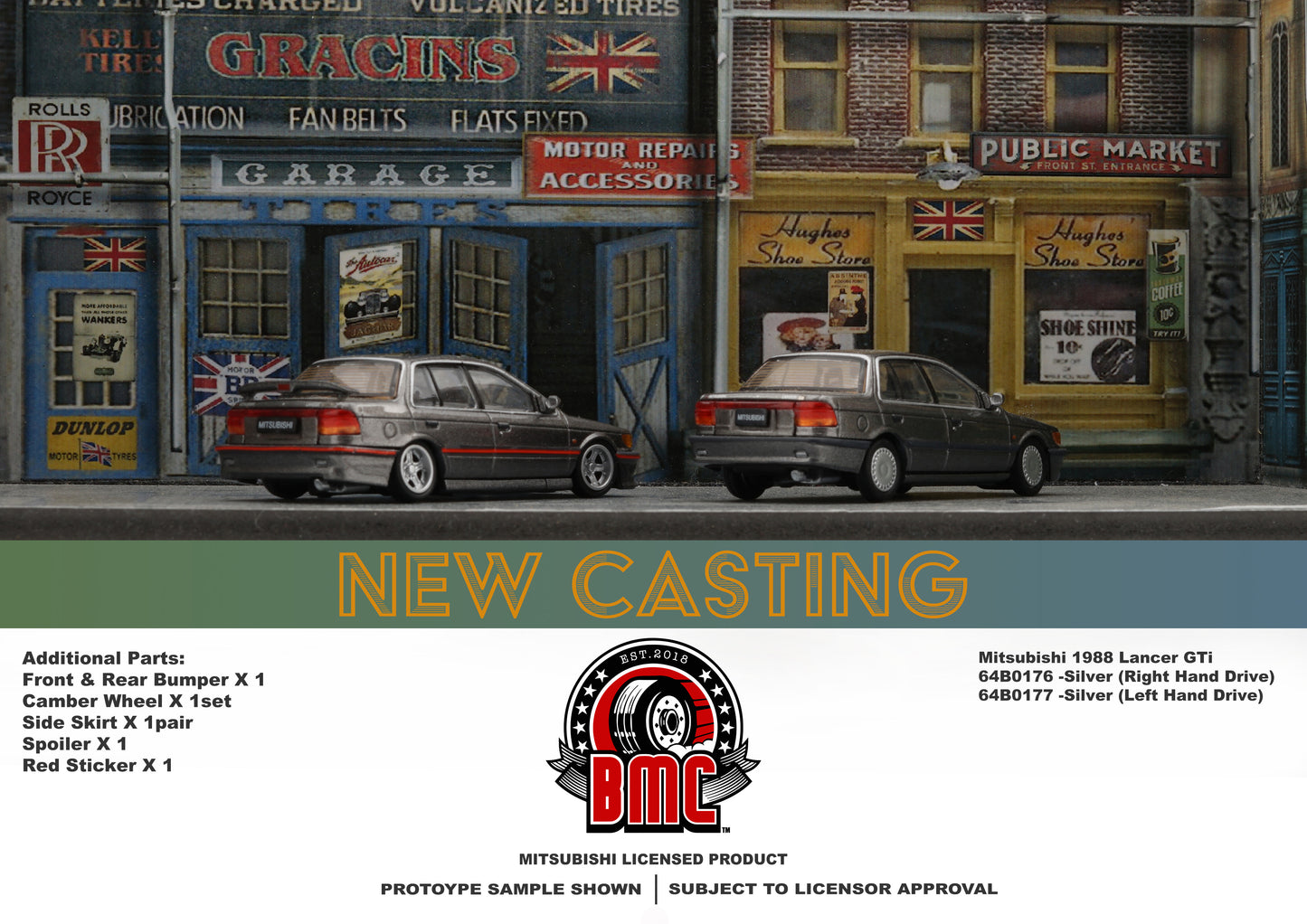 BM CREATIONS JUNIOR 1/64 Mitsubishi 1988 Lancer GTi Silver LHD 64B0177