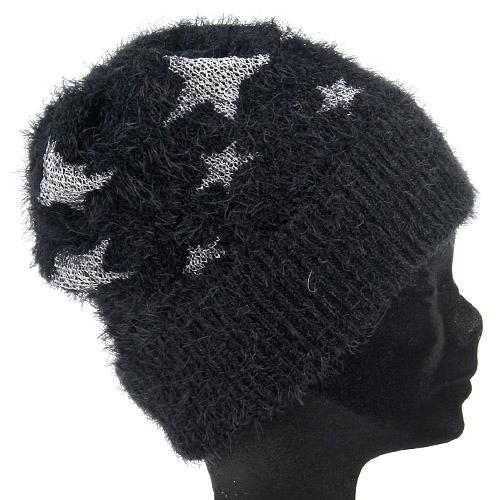  Star Pattern Knit Cap - Black 