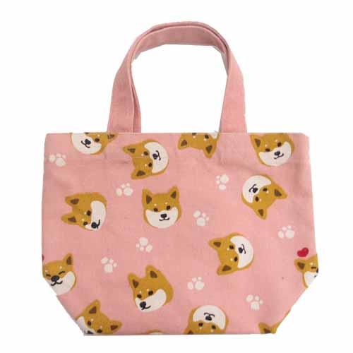 Shiba Inu mini tote bag - head pattern pink
