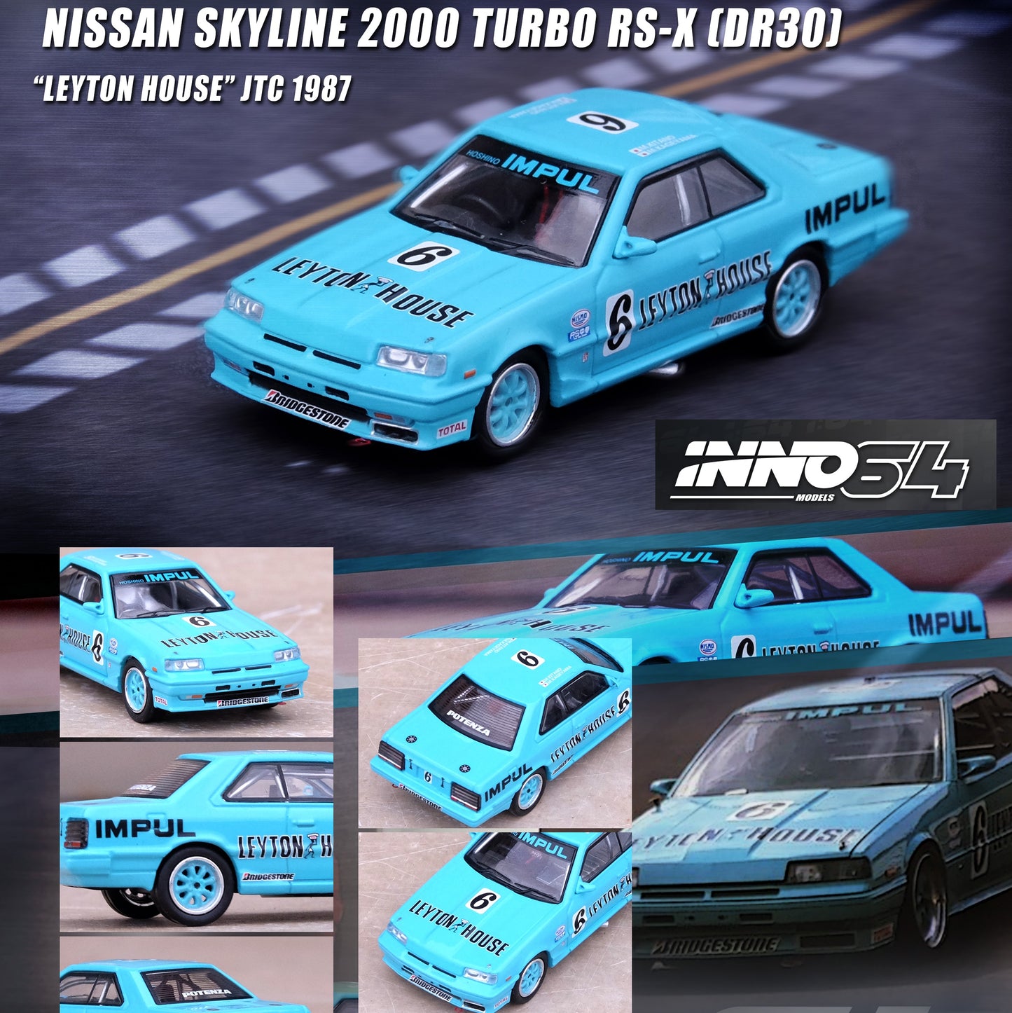 INNO64 1/64 NISSAN SKYLINE 2000 Turbo RS-X (HR31) #6 "LEYTON HOUSE" JTCC 1987 Hajime Kitano / Masahiko Kageyama IN64-R30-LH87