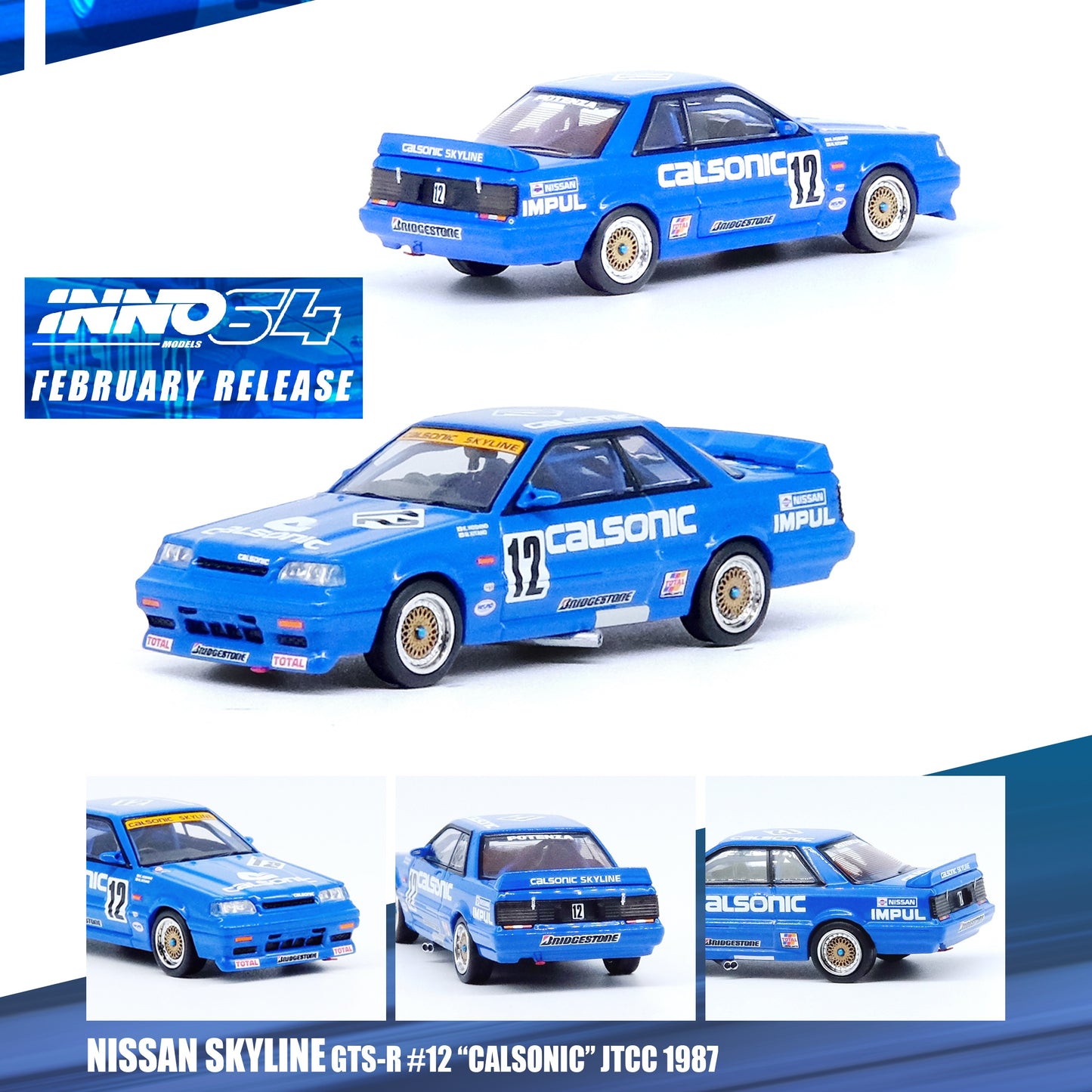 INNO64 1/64 NISSAN SKYLINE GTS-R (R31) #12 "CALSONIC" JTCC 1987 IN64-R31-CA12