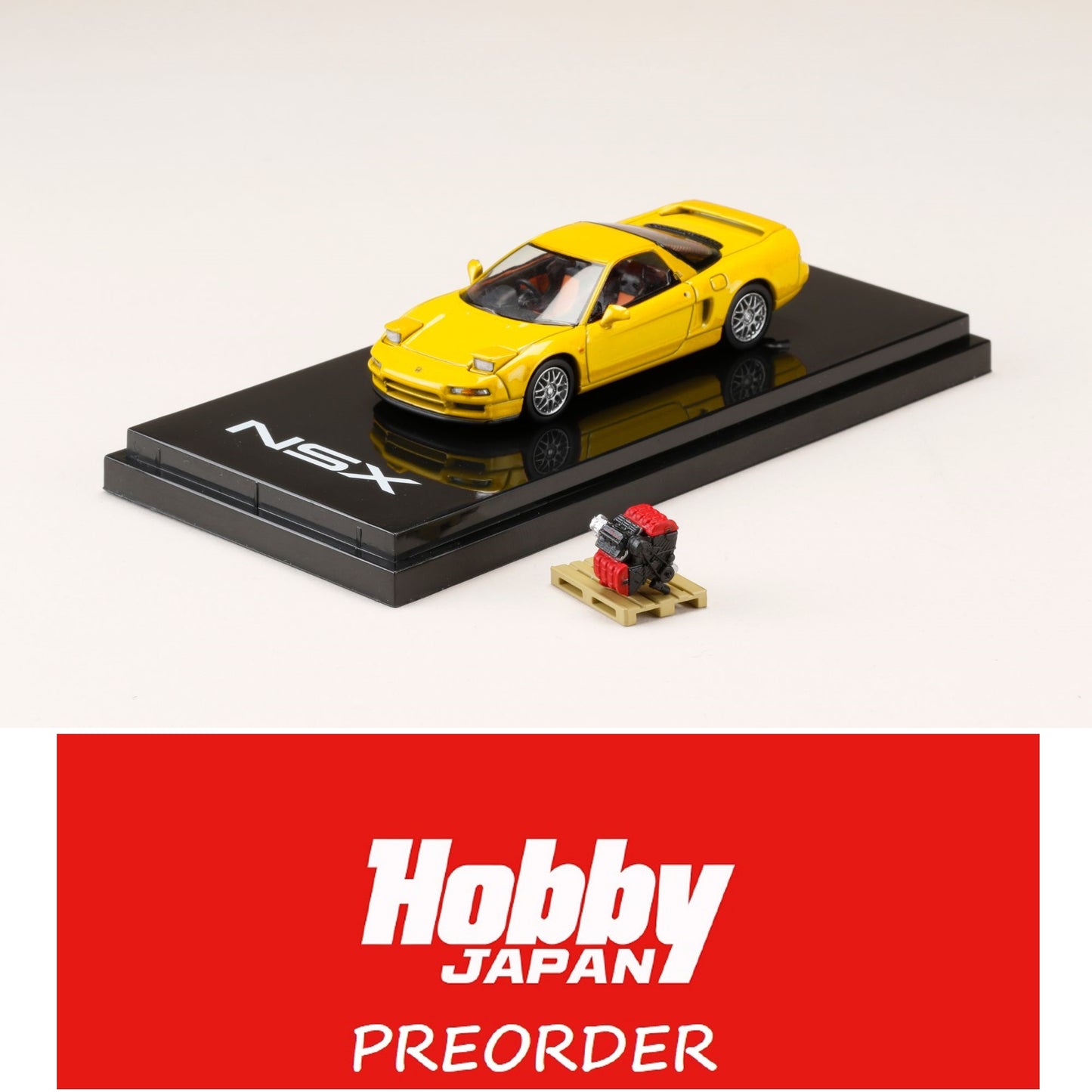HOBBY JAPAN 1/64 Honda NSX (NA2) 1997 Type S ZERO With Engine Display Model Yellow Pearl HJ642006SY
