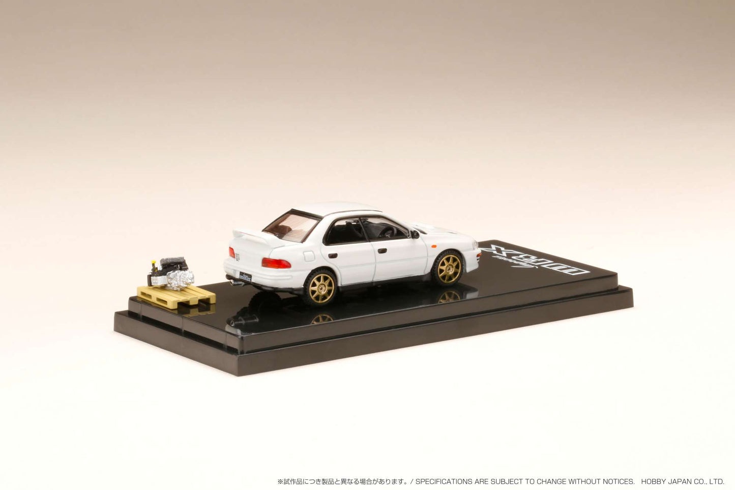 HOBBY JAPAN 1/64 SUBARU IMPREZA WRX (GC8) 1992 Customized Version with Engine Display Model White HJ642013BW