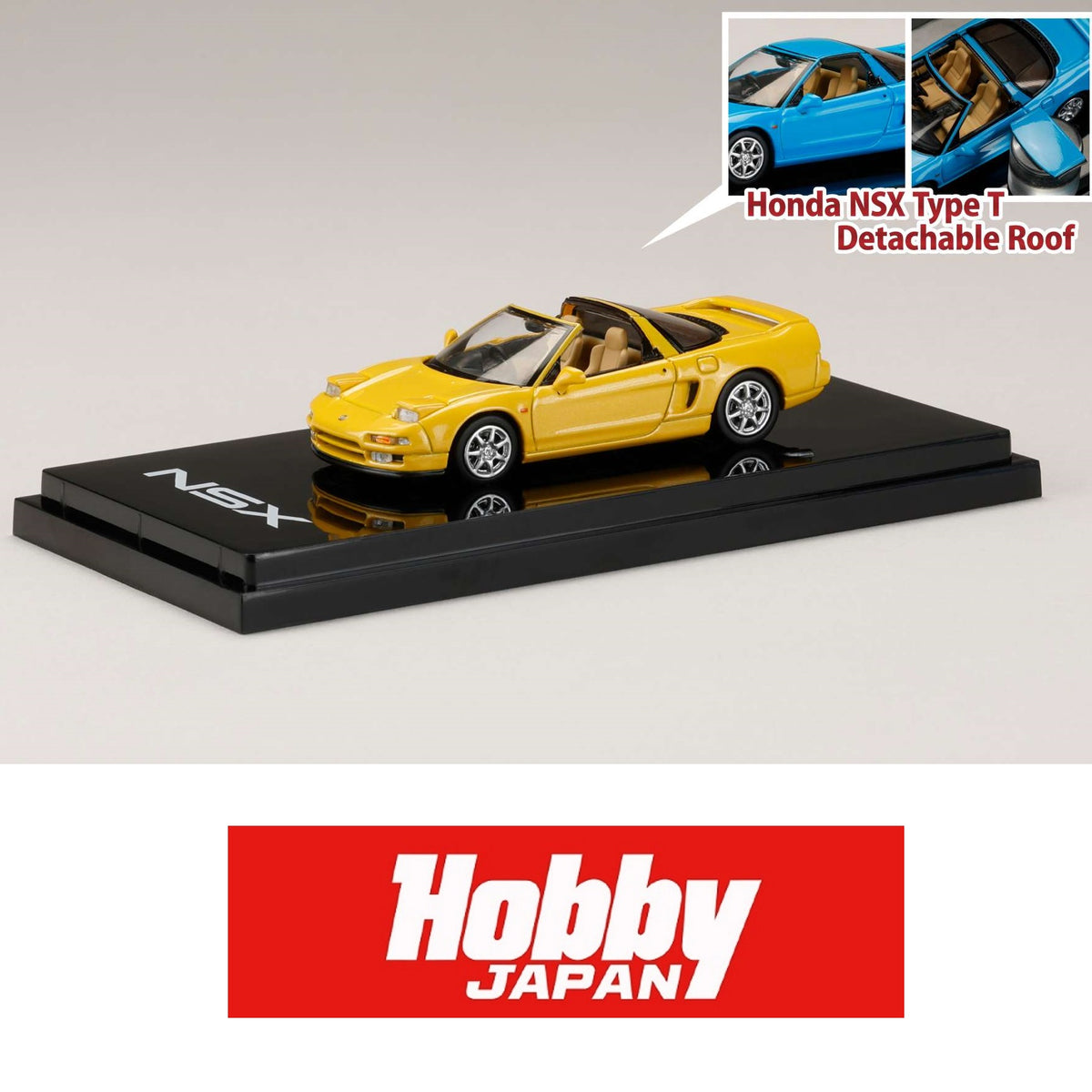 ミニカー HONDA NSX Type-T Indy Yellow Pearl 1/43 HobbyJAPAN 1/64 HONDA NSX Type T with Roof Indy Yellow Pearl