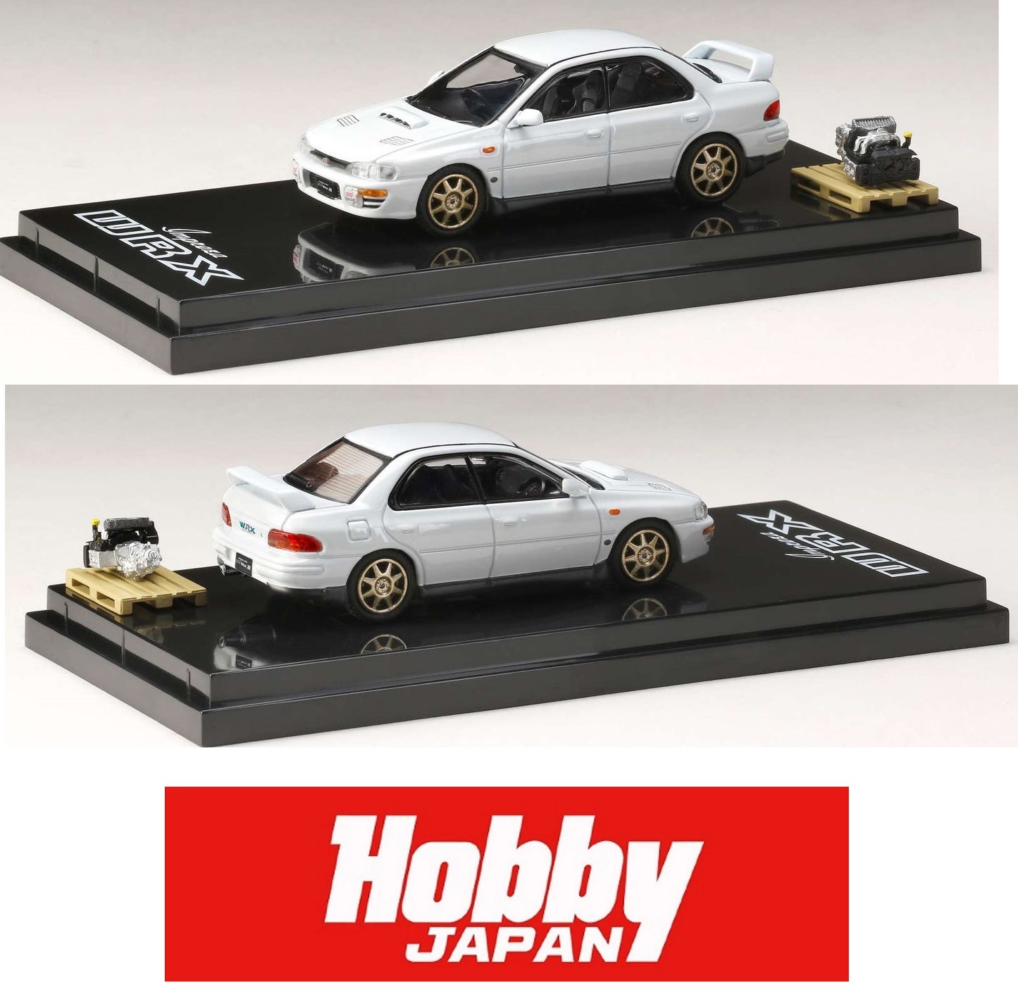 HOBBY JAPAN 1/64 SUBARU IMPREZA WRX (GC8) STi Version II with Engine Display Model White HJ643013SW