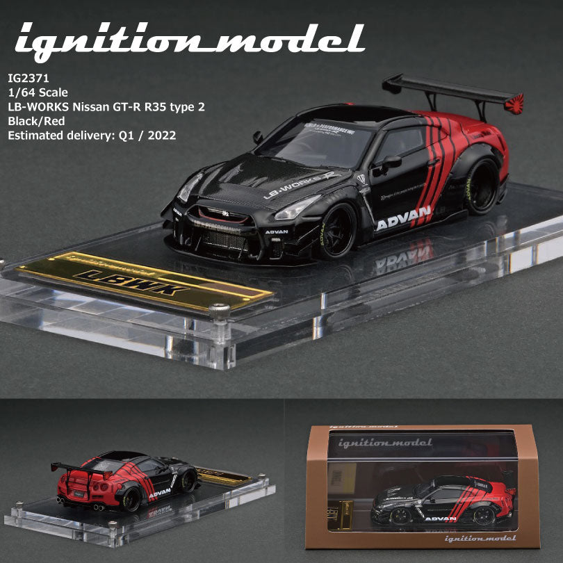 Ignition Model 1/64 HIGH-END RESIN MODEL LB-WORKS Nissan GT-R R35 type 2 Black/Red IG2371