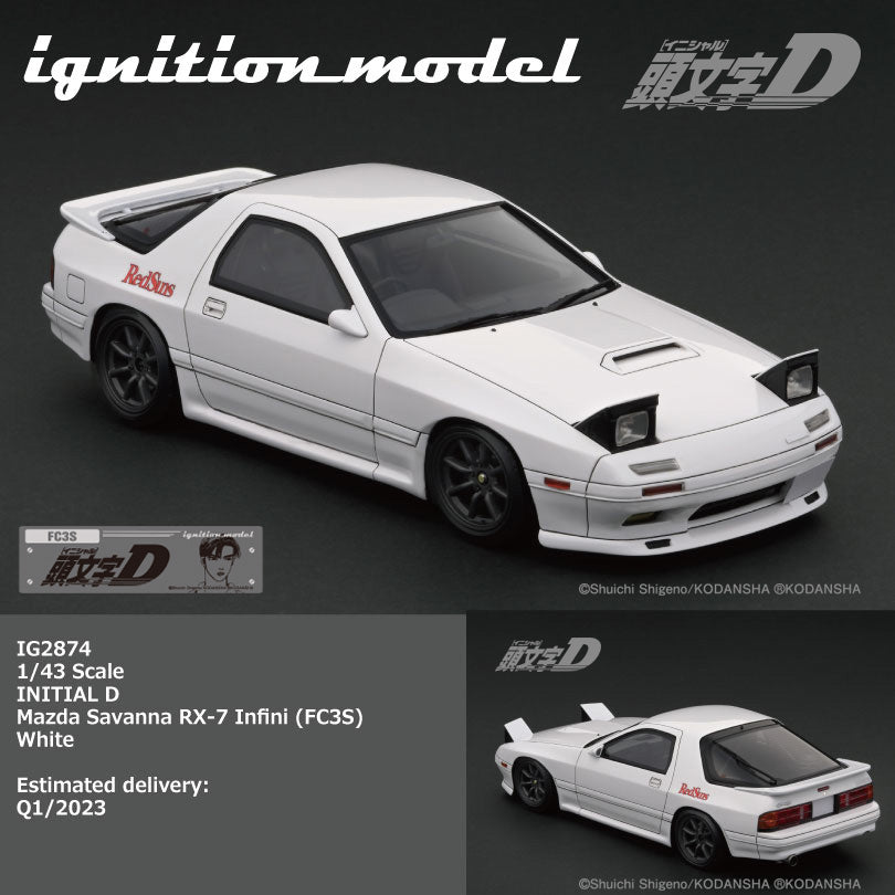 PREORDER Ignition Model 1/43 INITIAL D Mazda Savanna RX-7 Infini (FC3S) White IG2874 (Approx. Release Date : Q1 2023 subject to manufacturer's final decision)