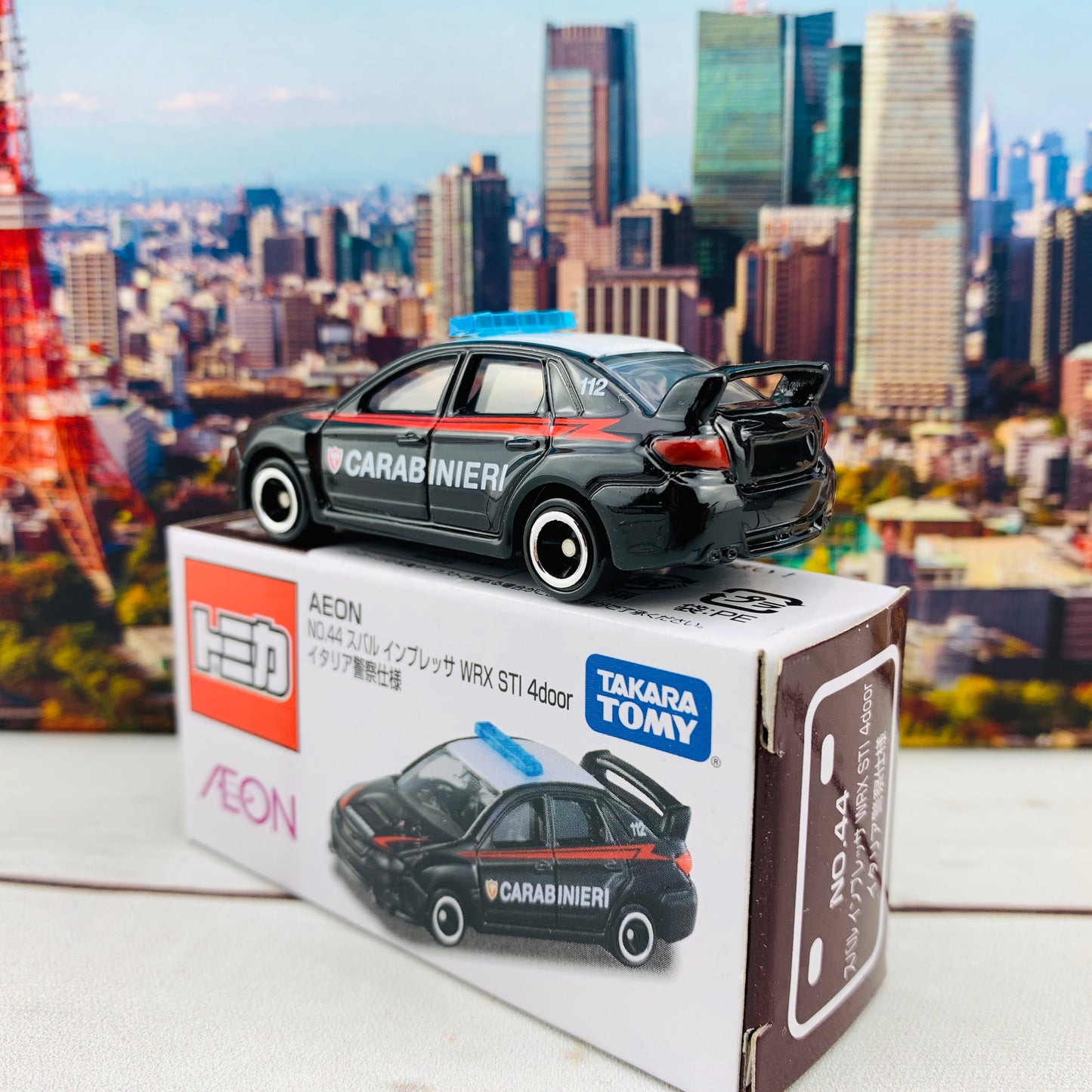 Tomica AEON No. 44 Subaru Impreza WRX STi 4 door Italy Police Car