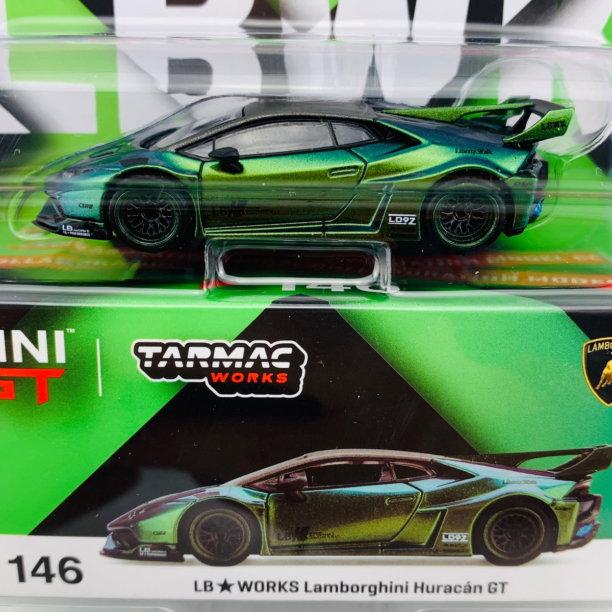 Tarmac Works x Mini GT Collaboration Model 1/64 LB★WORKS Lamborghini  Huracán GT Magic Green LHD Blister clamshell Packed MGT00146-L