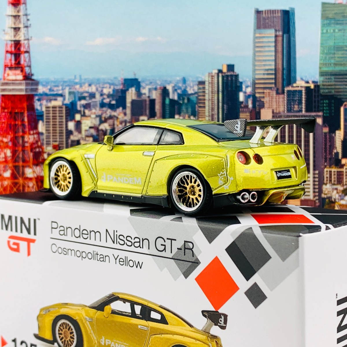 MINI GT 1/64 Pandem Nissan GT-R R35 GT Wing Cosmopolitan Yellow RHD  MGT00125-R