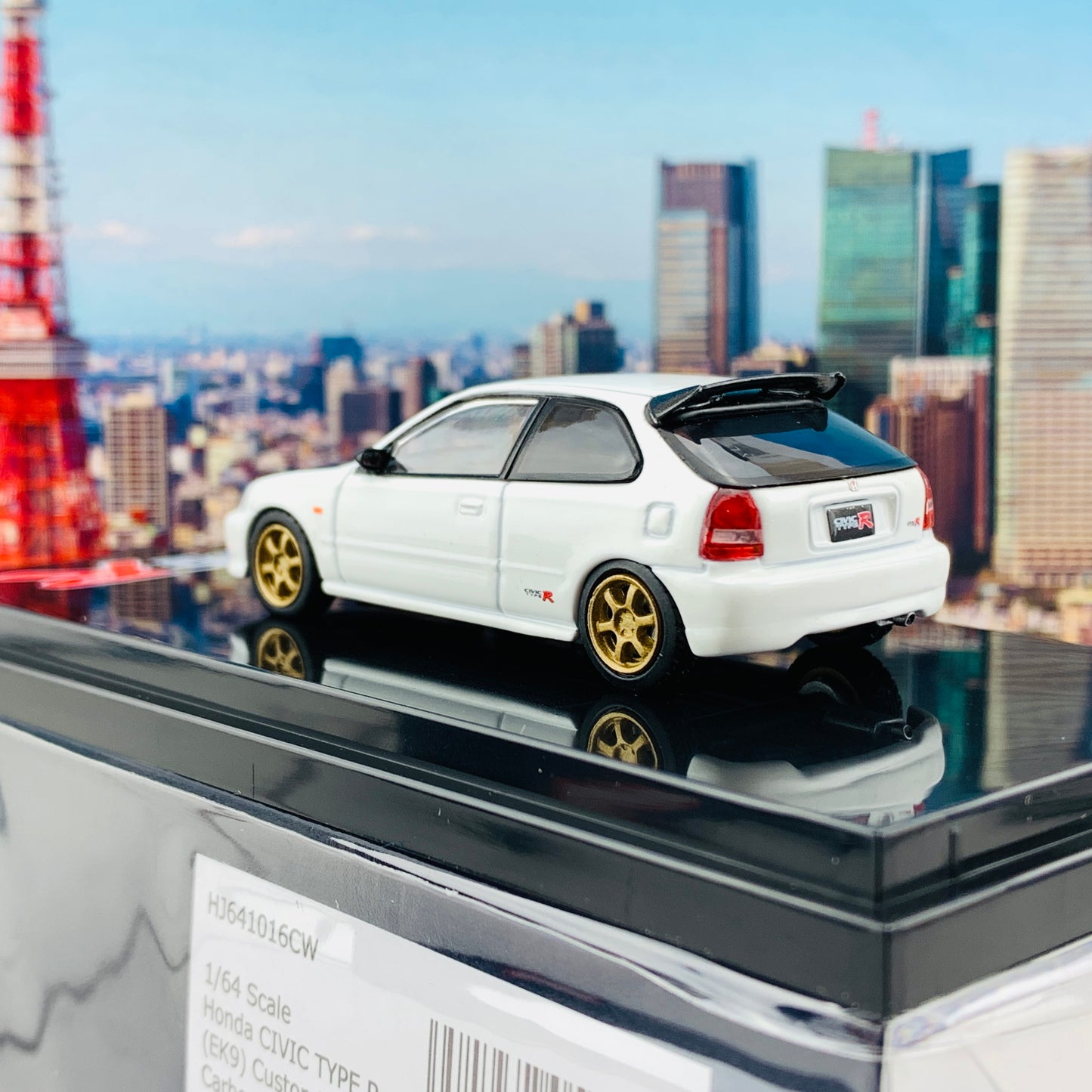 HOBBY JAPAN 1/64 Honda Civic TYPE R EK9 Customized Version Carbon Bonnet CHAMPIONSHIP WHITE HJ641016CW