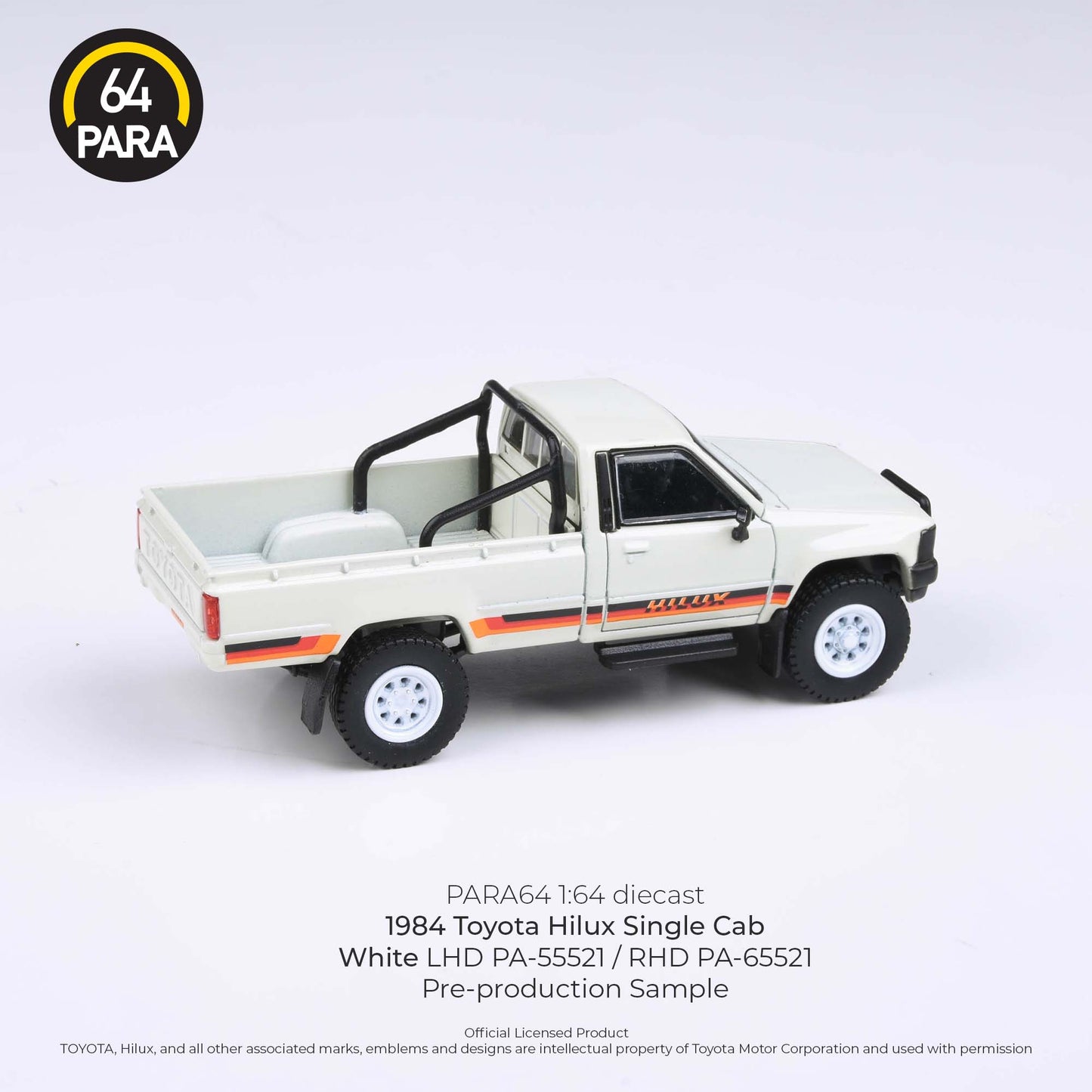 PARA64 1/64 1984 Toyota Hilux Single Cab - White LHD PA-55521