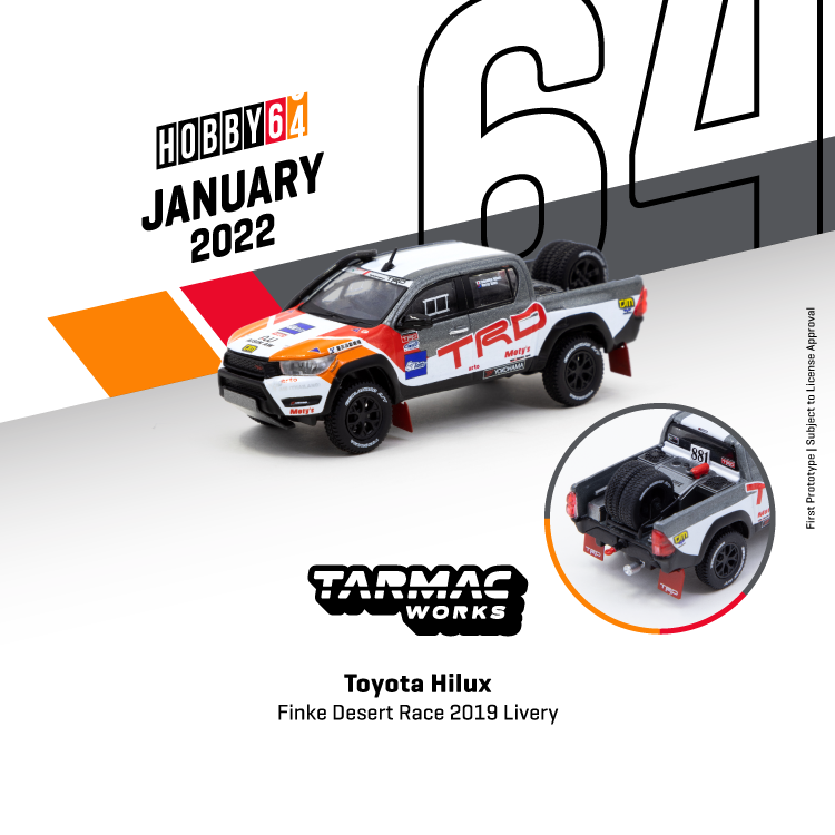 TARMAC WORKS HOBBY64 Toyota Hilux Finke Desert Race 2019 Livery T64-041-TATTS