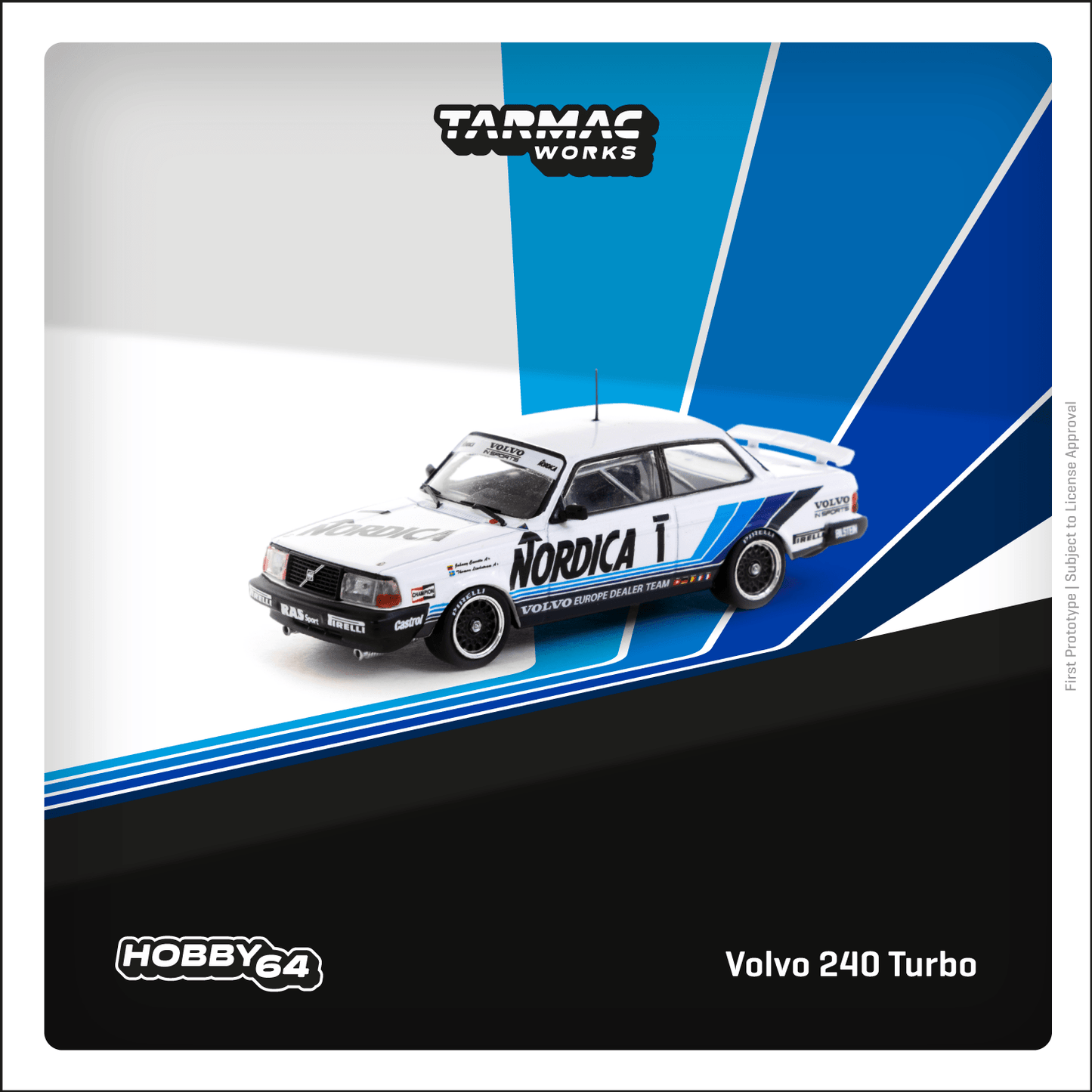 TARMAC WORKS HOBBY64 1/64 Volvo 240 Turbo ETCC Zolder 1986 Winner Johnny Cecotto / Thomas Lindström T64-050-86ETC01