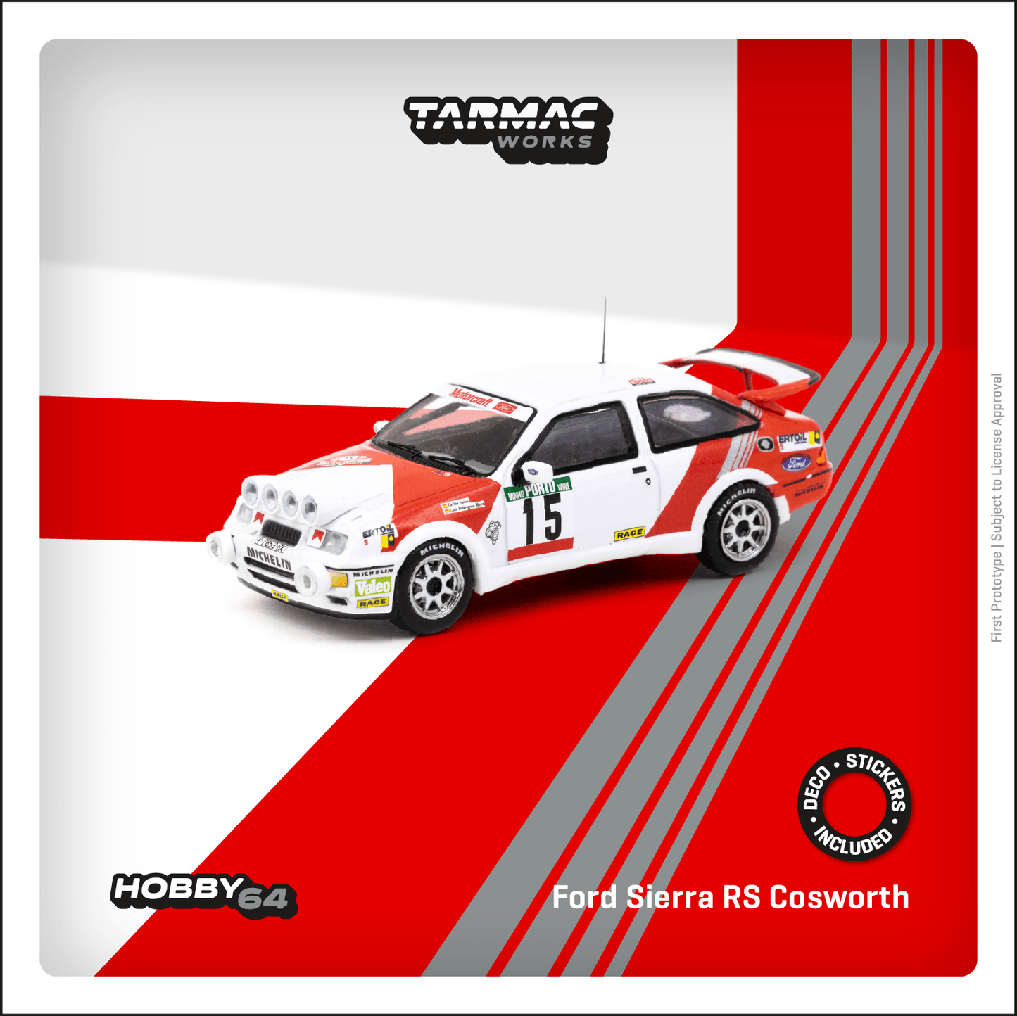 TARMAC WORKS HOBBY64 1/64 Ford Sierra RS Cosworth Rallye de Portugal - Vinho do Porto 1988 Carlos Sainz / Luis Moya T64-058-88POR15