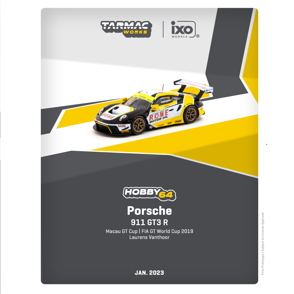 TARMAC WORKS HOBBY64 1/64 Porsche 911 GT3 R Macau GT Cup - FIA GT World Cup 2019 Laurens Vanthoor T64-059-19MGP99