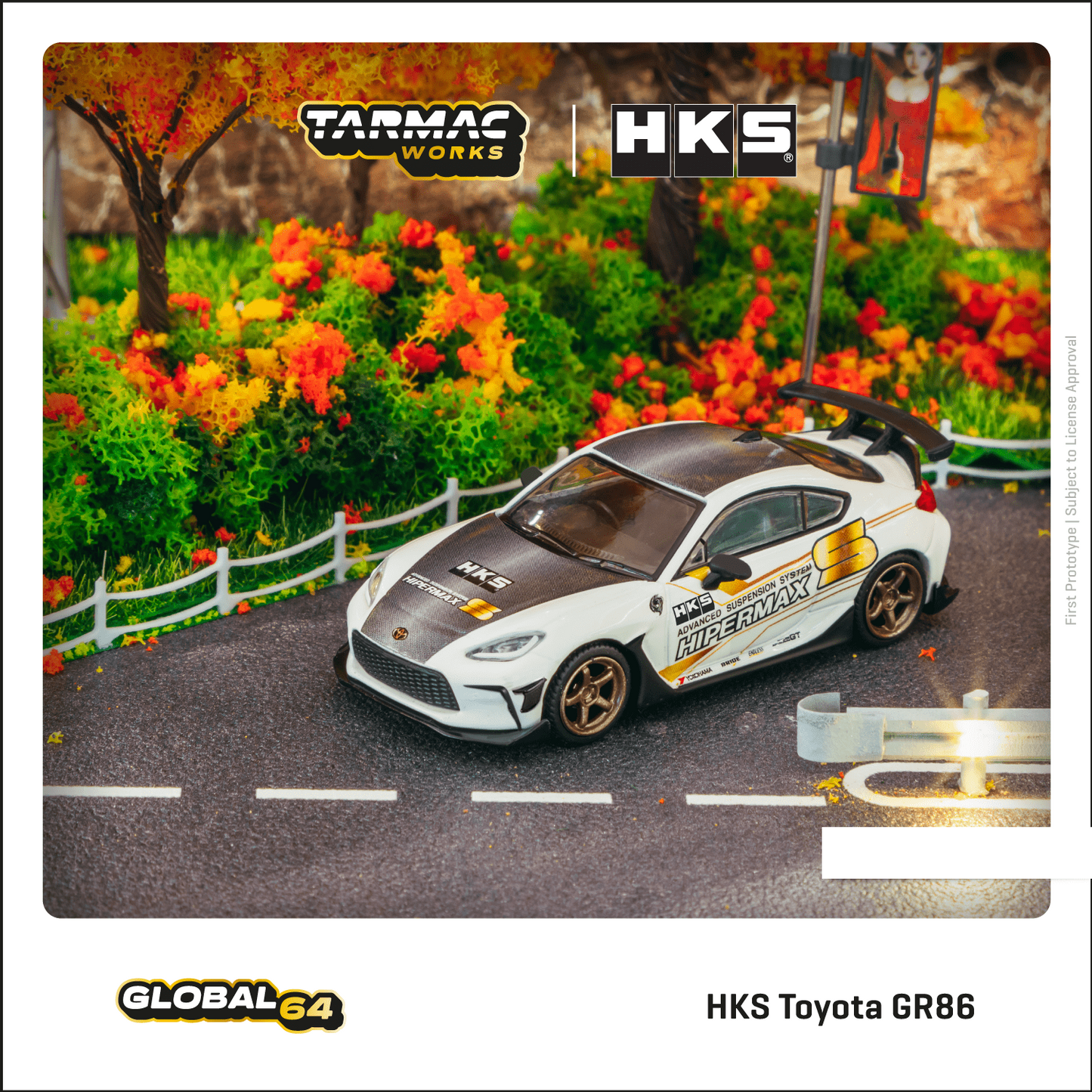 TARMAC WORKS GLOBAL64 1/64 HKS Toyota GR86 HKS HIPERMAX T64G-038-WH
