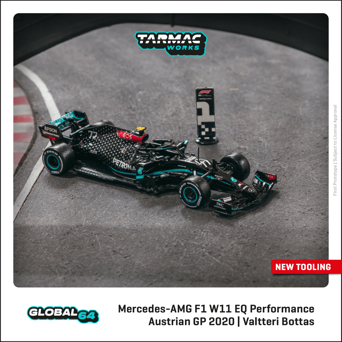 TARMAC WORKS GLOBAL64 1/64 Mercedes-AMG F1 W11 EQ Performance Austrian Grand Prix 2020 Winner Valtteri Bottas T64G-F036-VB1