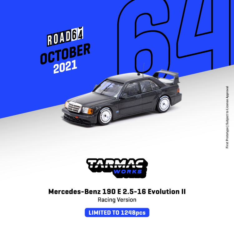 PREORDER TARMAC WORKS ROAD64 Mercedes-Benz 190E 2.5-16 Evolution II Racing Version in Black Metallic * Limited to 1248pcs * T64R-024-BK2 (Approx. Release Date : Oct 2021 subject to manufacturer's final decision)