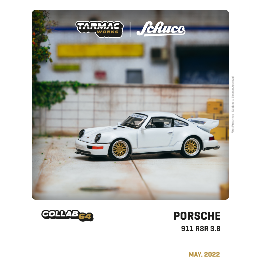 TARMAC WORKS x Schuco COLLAB64 1/64 Porsche 911 RSR 3.8 White T64S-003-WH