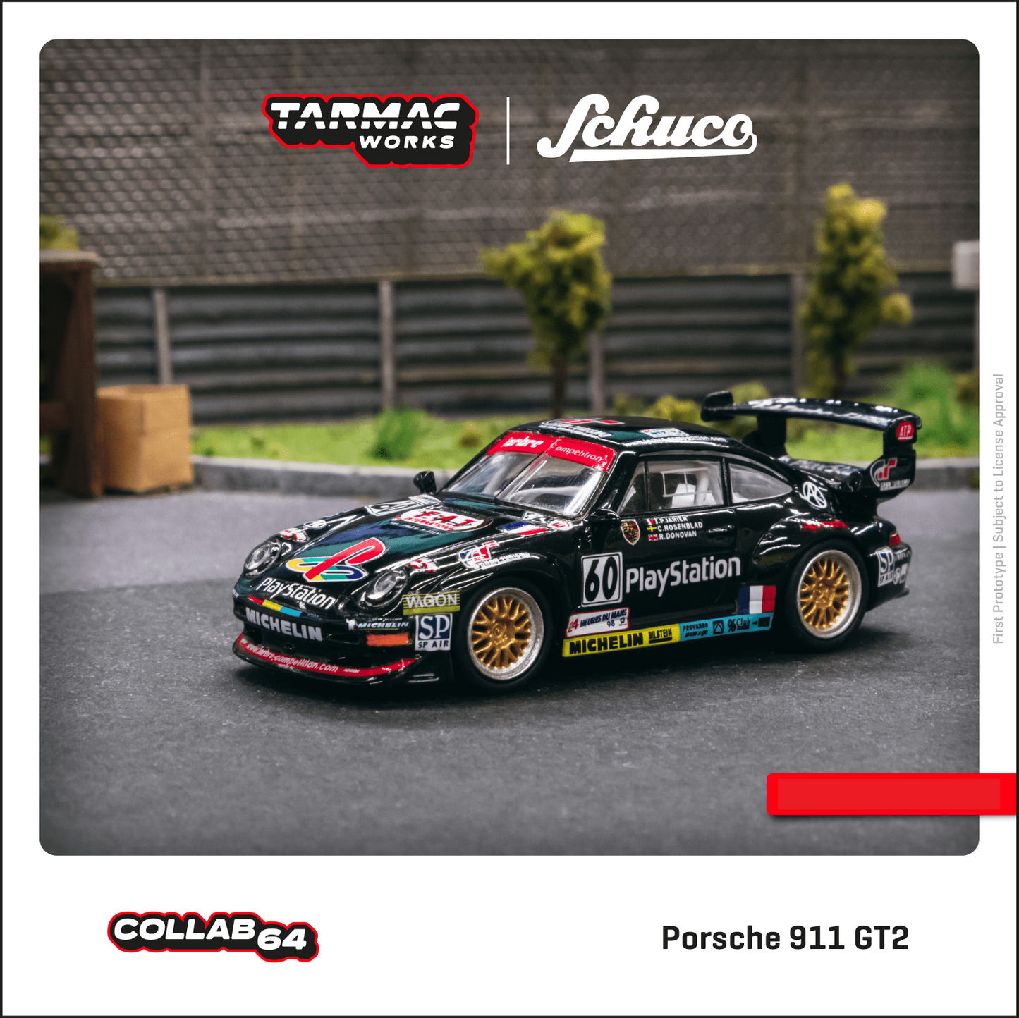 TARMAC WORKS COLLAB64 1/64 Porsche 911 GT2 24h Le Mans 1998 #60 T64S-004-98LM