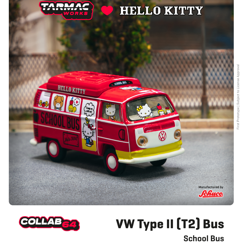 TARMAC WORKS COLLAB64 1/64 VW Type II (T2) Bus Hello Kitty *Official Licensed by Sanrio and VW* T64S-010-HK