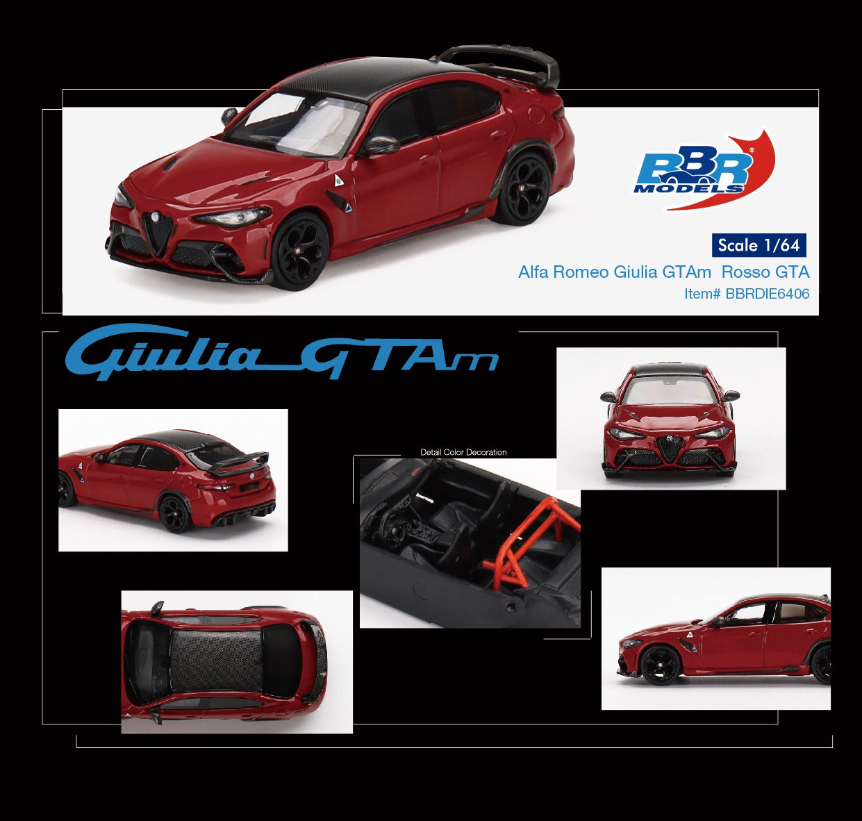 BBR 1/64 Alfa Romeo Giulia GTA Rosso GTAm BBRDIE6406