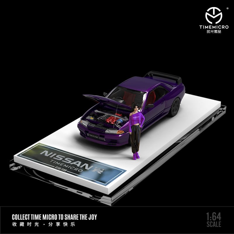TIME MICRO 1/64 NISSAN GT-R R32 PURPLE with Figurine