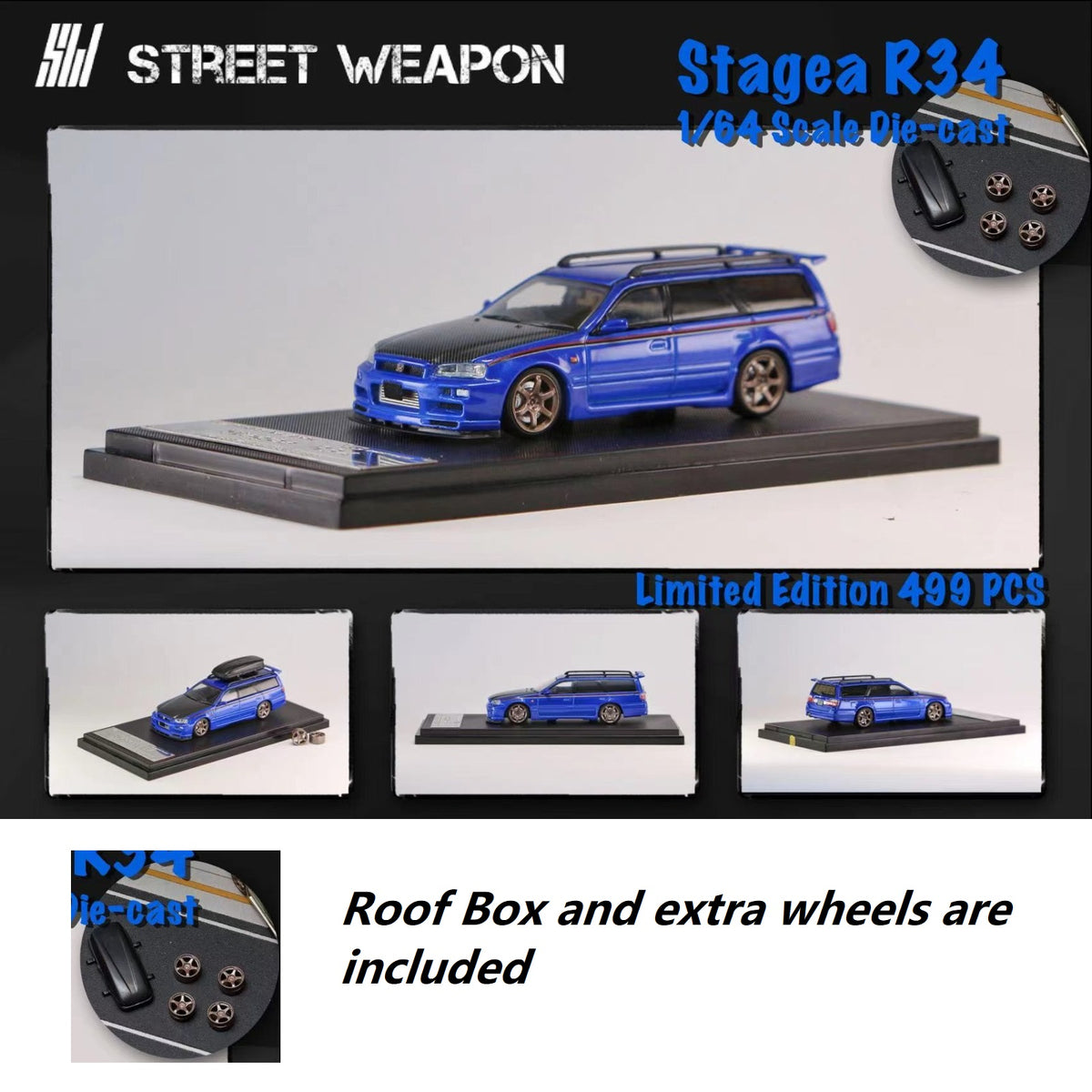 Street Weapon 1:64 Nissan Stagea R34 GT-R Wagon Model Car