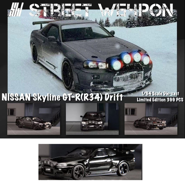 Street Weapon 1/64 NISSAN Skyline GT-R (R34) Drift Black