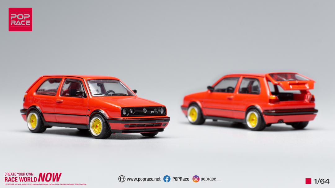 POPRACE 1/64 VOLKSWAGEN GOLF GTI MK2 RED PR64003