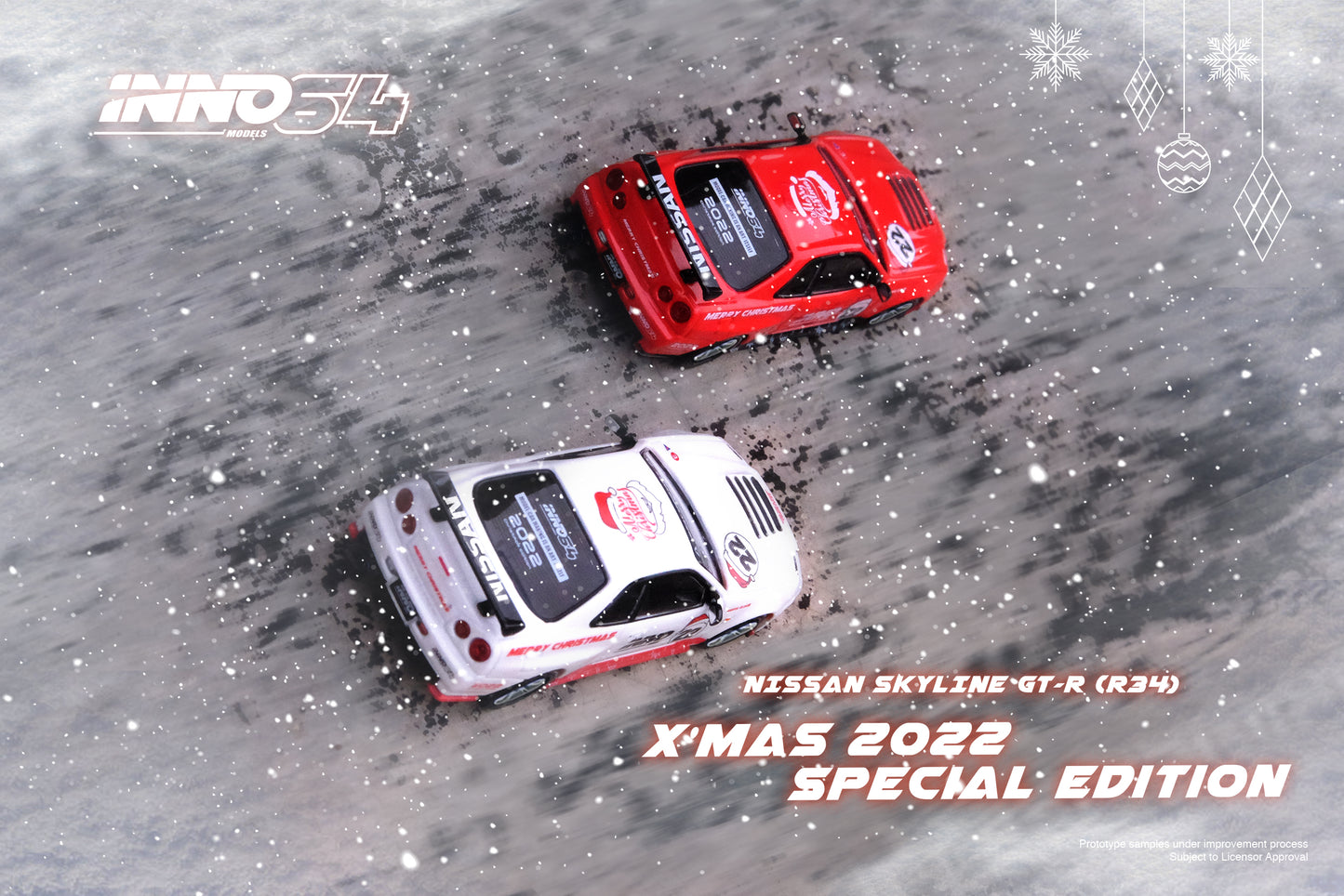 INNO64 1/64 NISSAN SKYLINE GT-R R34 "X'MAS 22" Special Edition With Santa Claus Figure included IN64-R34RT-XMAS22