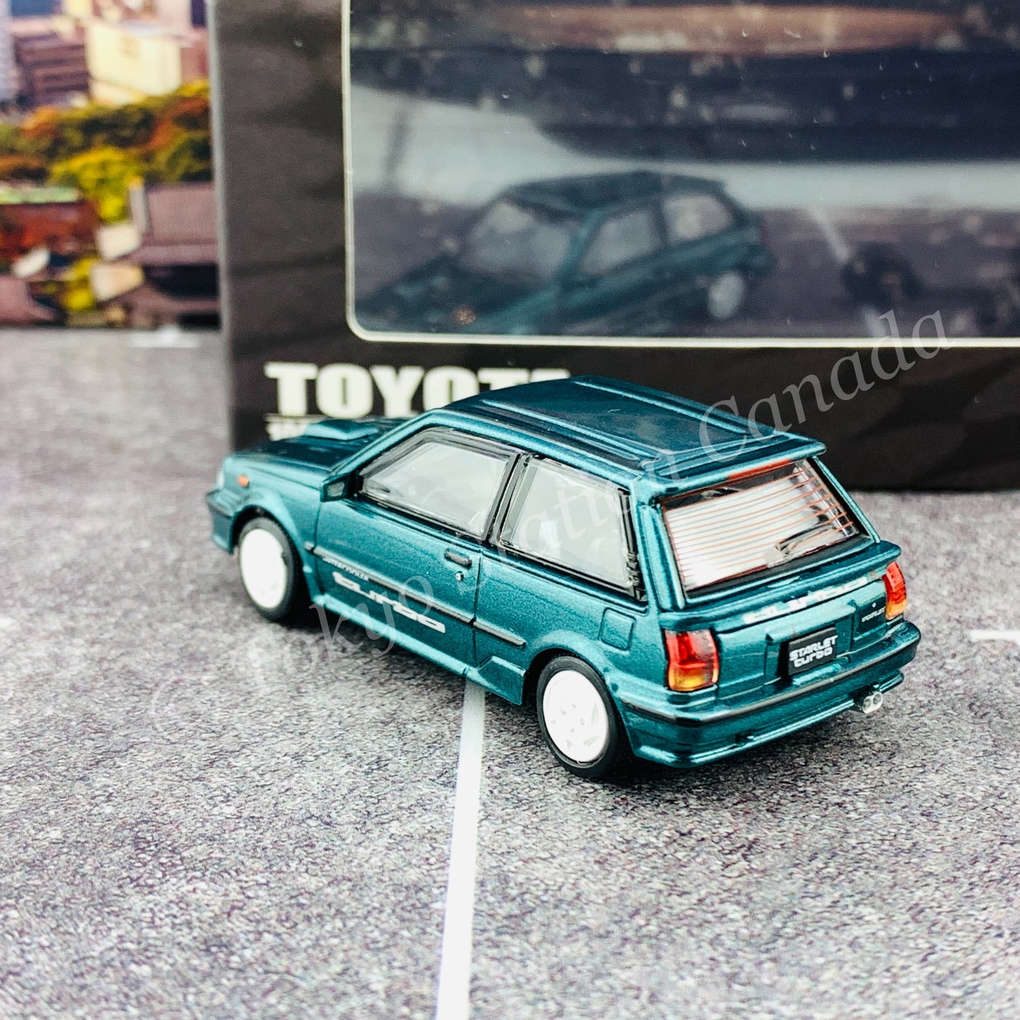 BM CREATIONS JUNIOR 1/64 Toyota 1988 Starlet Turbo-S (EP71) Green LHD 64B0129