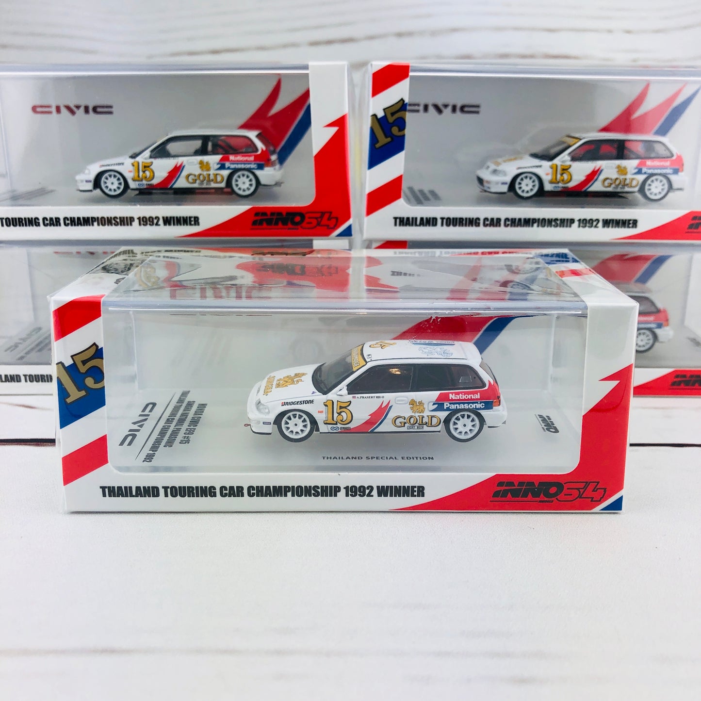 INNO64 Honda Civic EF9 #15 "Singha National Panasonic" Thailand Touring Car Championship 1992 Winner Thailand Special Edition IN64-EF9-TTCC92