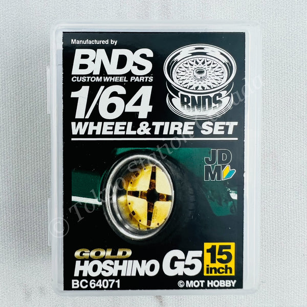 BNDS 1/64 Alloy Wheel & Tire Set HOSHINO G5 GOLD BC64071