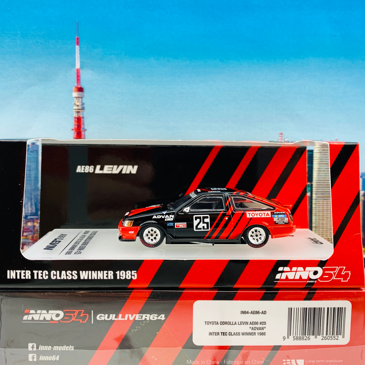 INNO64 1/64 TOYOTA COROLLA Levin AE86 #25 “ADVAN” JTC 1985 IN64-AE86-AD