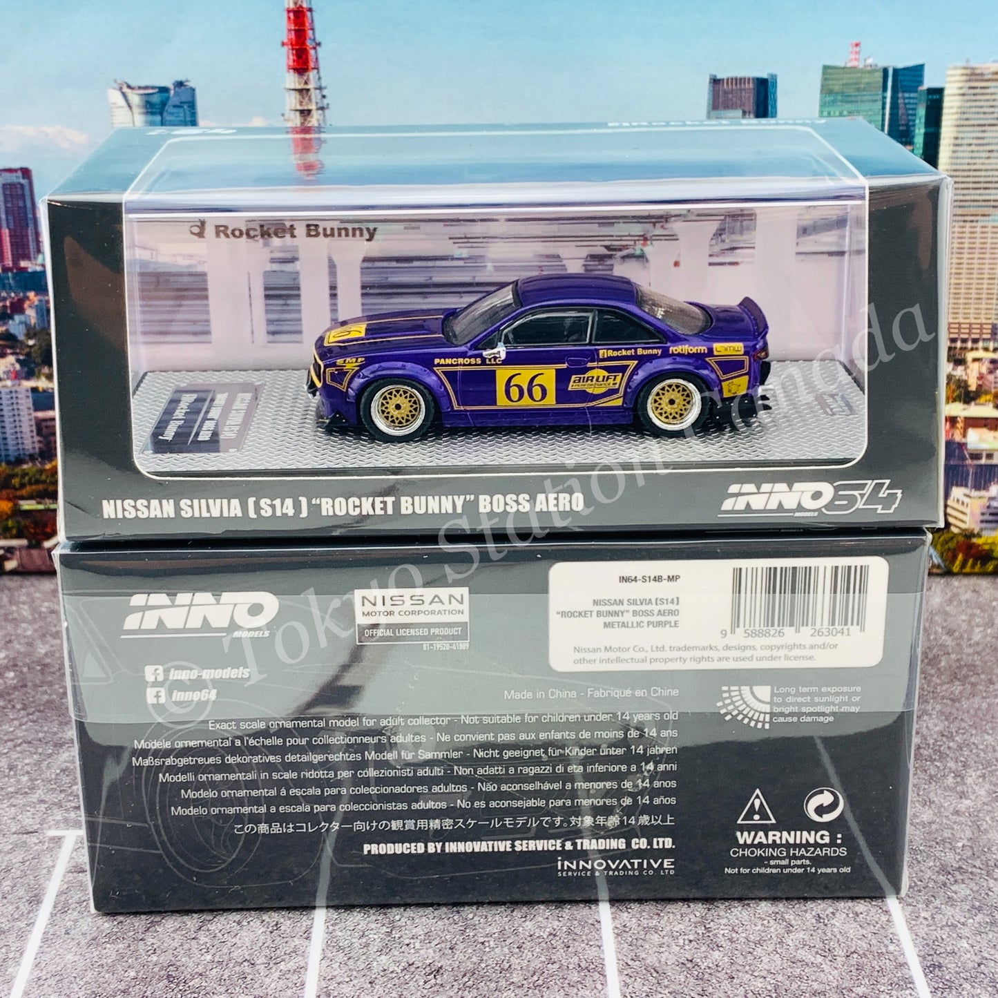 INNO64 1/64 NISSAN SILVIA S14 ROCKET BUNNY BOSS AERO Metallic Purple IN64-S14B-MP